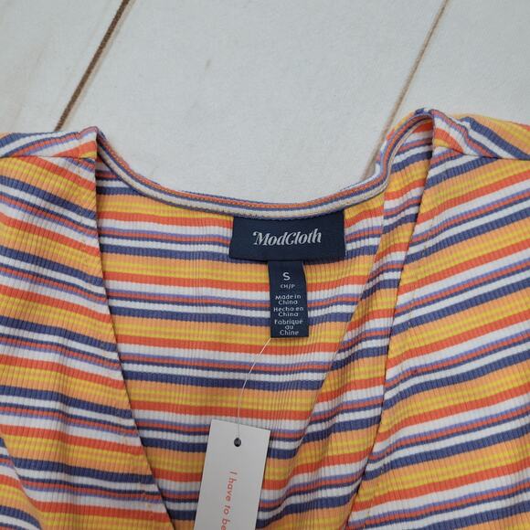 Modcloth NWT striped wrap rainbow long sleeve top betting on myself - Picture 5 of 7